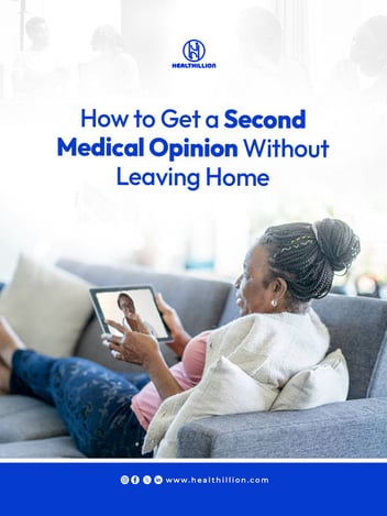 Image of a woman receiving a second medical opinion via a virtual meeting