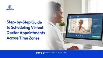 Image of a doctor receiving a virtual appointment abroad